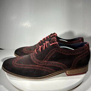 Cole Haan Air Franklin Mens Suede Shoes Size 12 M Oxford Brown Burgundy Wing Tip